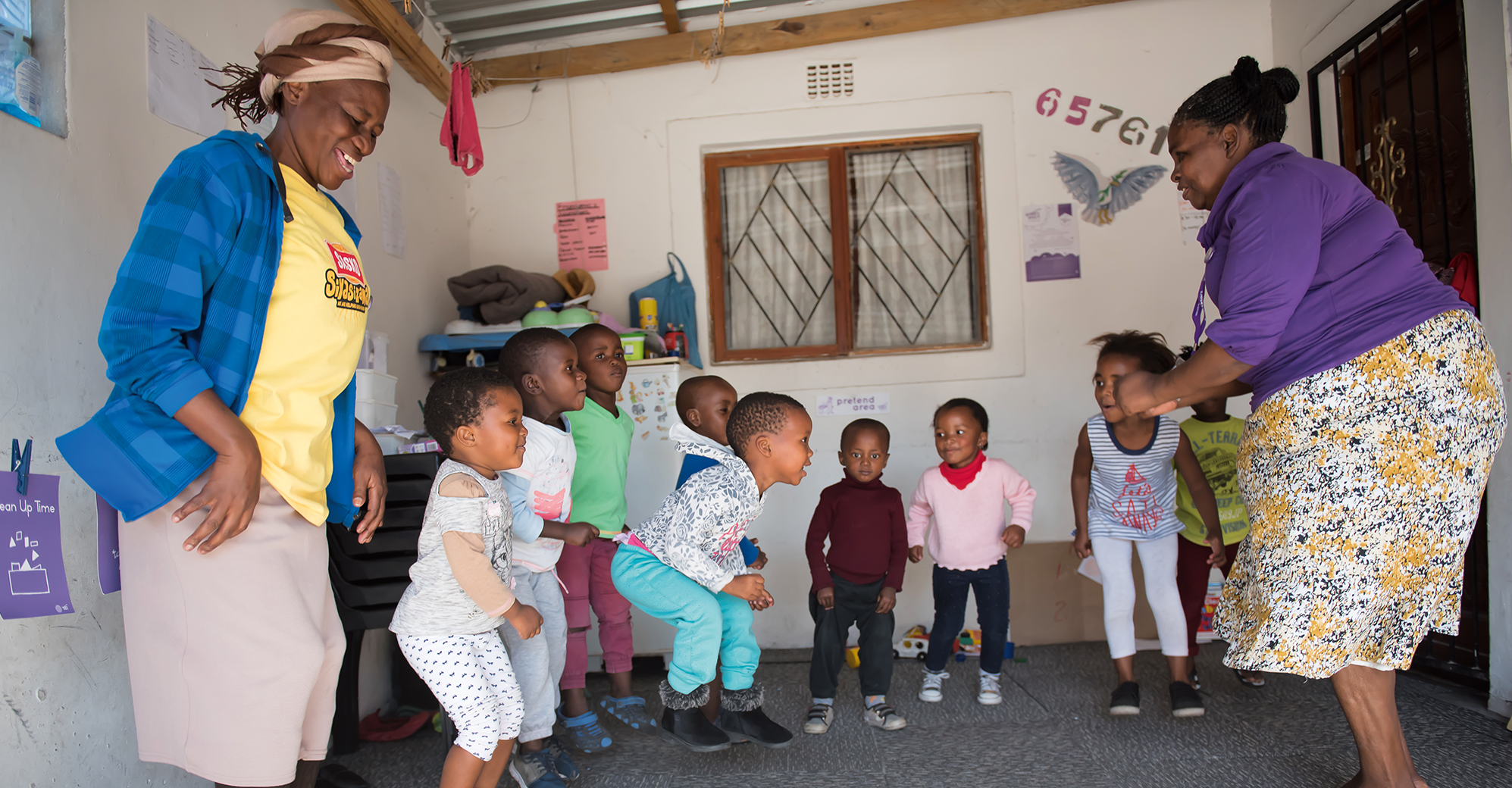 Children at a non-centre-based service in South Africa